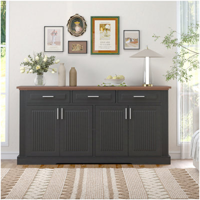 63" Fluted Sideboard Buffet Cabinet With Storage