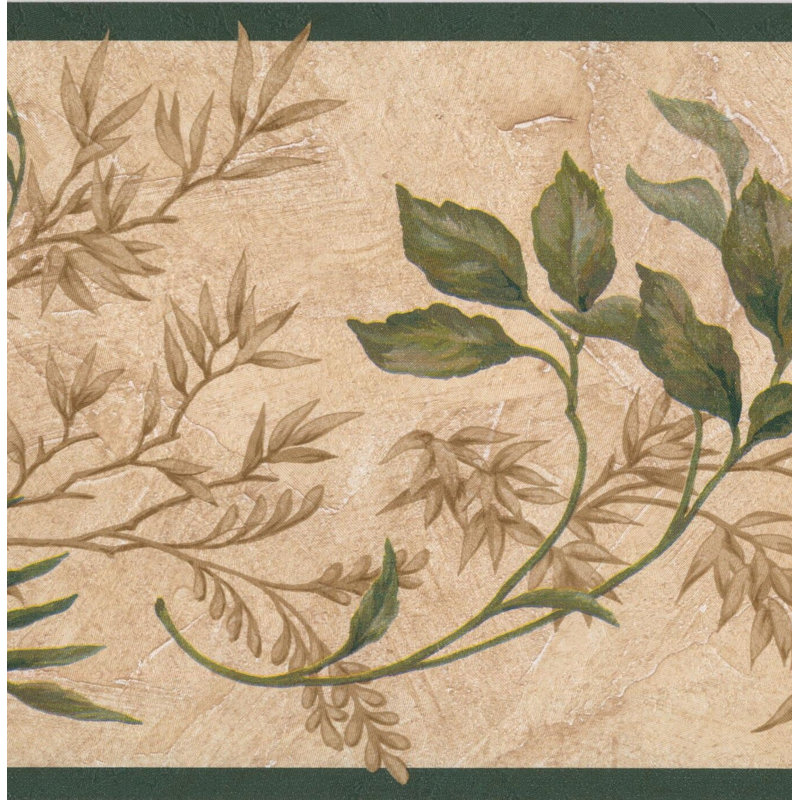 Bordure de papier peint floral et botanique Bonomo Leaves on Vines 15 pi x 7 po