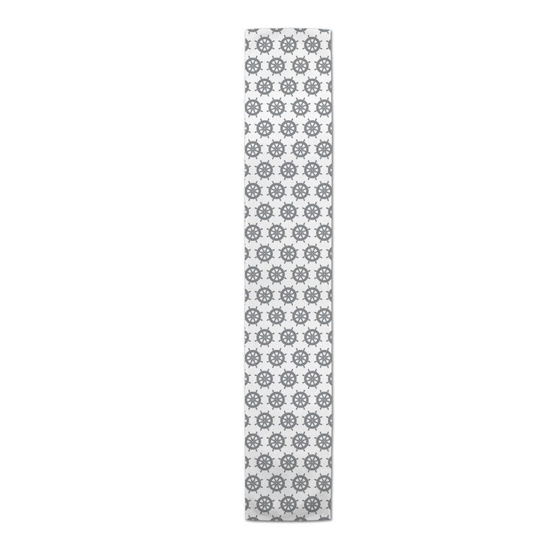 Chemin de table géométrique Keya, L 16 po x l 72 po, Blanc / Gris