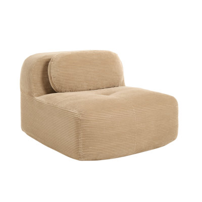 Canapé d'angle modulaire à une place avec coussin décoratif Corduroy