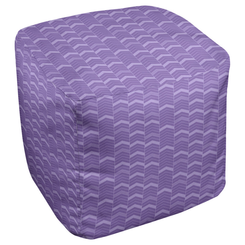 Repose-pieds cube à chevrons bicolores, Mauve foncé