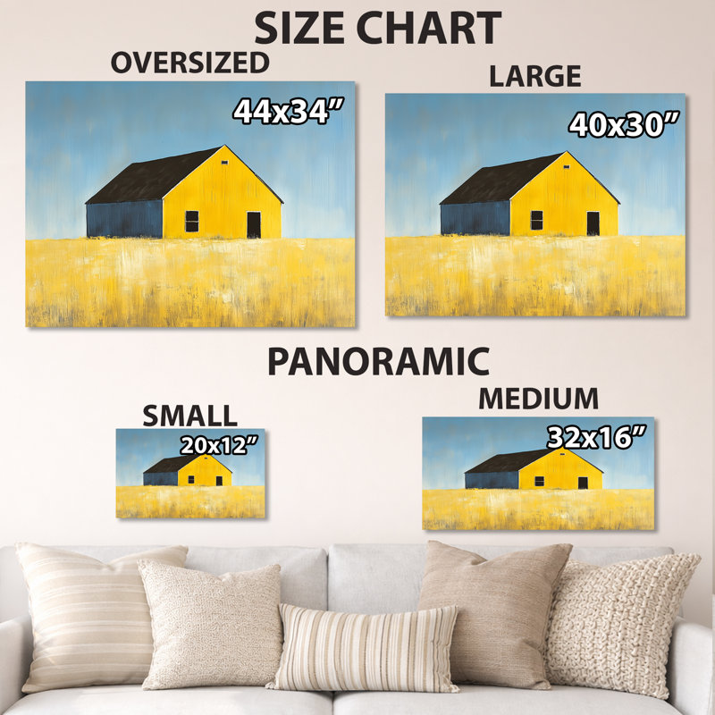 Grange Golden Field - Décoration murale en métal de style ferme, H 16 po x l 32 po