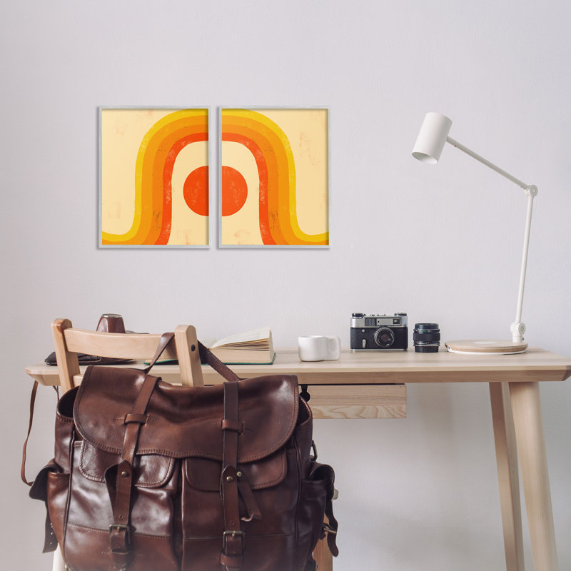 Soleil couchant sous un ton chaud, arc-en-ciel, ensemble de 2 estampes par Daphne Polselli, Estampe numérique Farmhouse