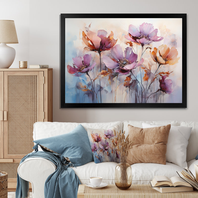 Serenade mauve mauve - impression, H 30 po x l 40 po x P 1,5 po, Cadre simple noir