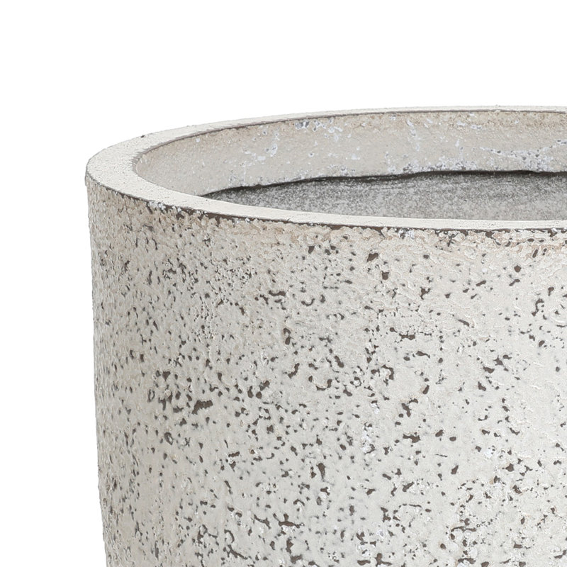 Rustic White with Gray Round Planter, 9.6" H x 12.2" W x 12.2" D