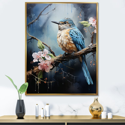 Oiseau bleu murmures au clair de lune V - Art mural oiseau