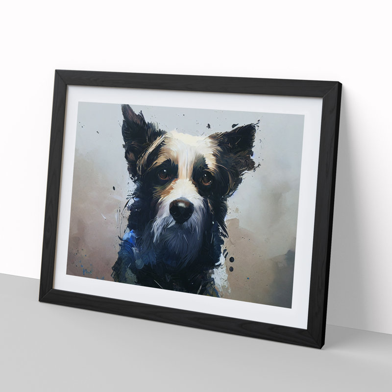 Dog Vol.1 Abstract - Single Picture Frame Painting, 46cm H x 64cm W x 2cm D, Black