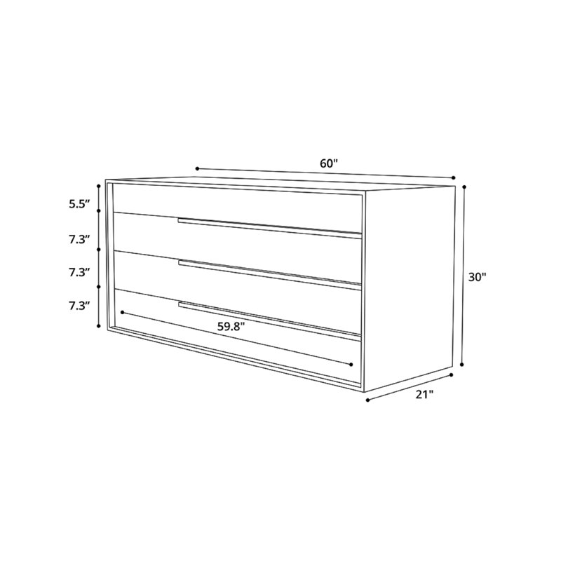 Jane 4 Drawer Dresser, Walnut