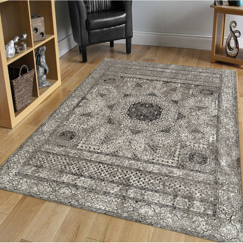 Tapis transitionnel effet poils courts et longs à médaillon de qualité supérieure Performance Alloway