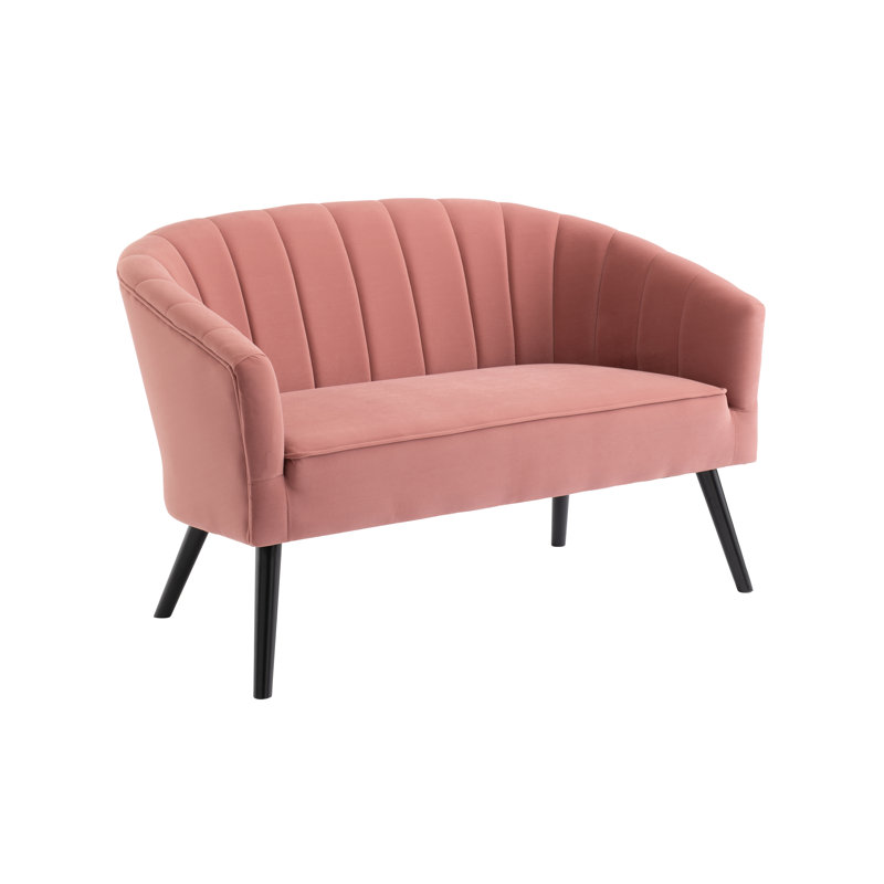 Thaddeus 2 Seater Velvet Loveseat, Pink