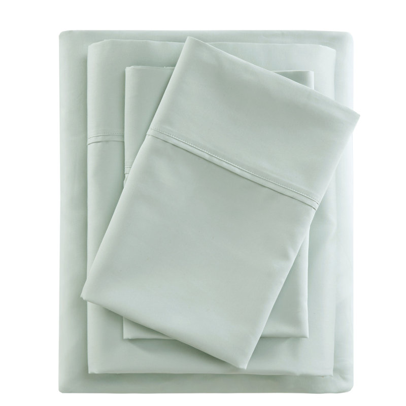 Seafoam Cotton Sateen Queen Sheet Set, 400 Thread Count