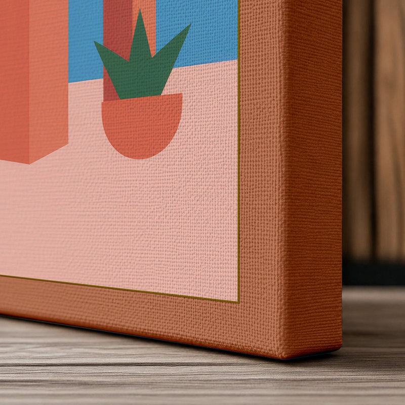 Desert Mission Southwestern - Wrapped Canvas, 18x12 - 45.7 x 30.5 cm, Terracotta Border