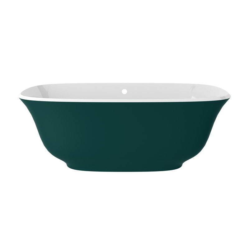 Amiata 65"x 32" Freestanding Soaking Bathtub, Blue Green