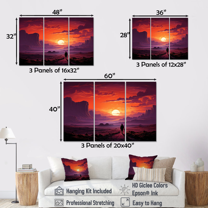Améthyste désert sables voyage III - désert, art mural, Toile tendue, H 28 po x l 36 po x P 1 po