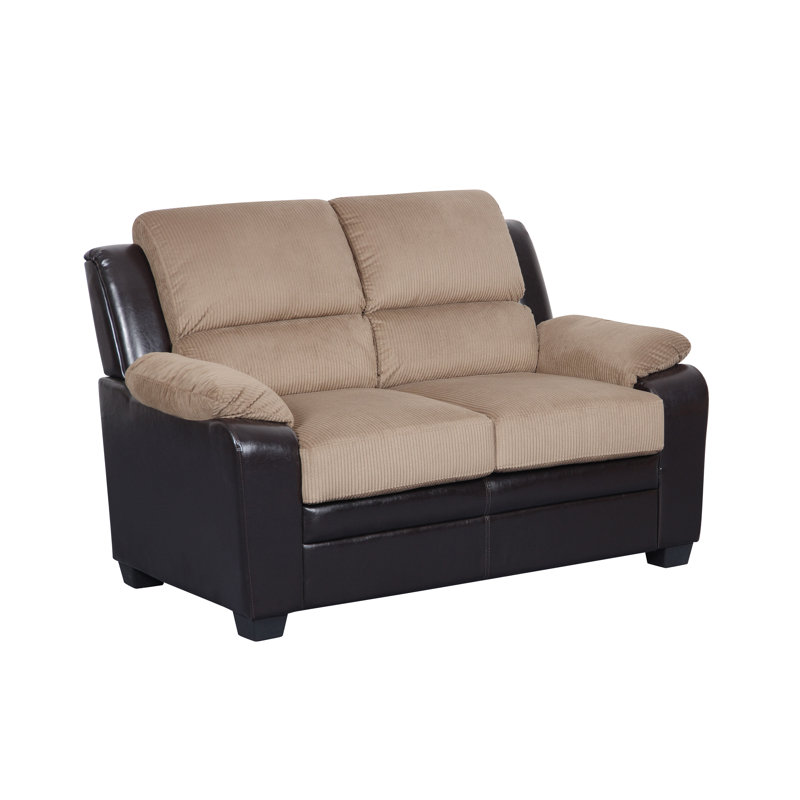 Barsaga 57'' Faux Leather Loveseat, Light Brown Faux Leather