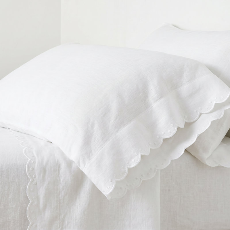 Airlie White Embroidered Pillowcases, Standard Pillowcase