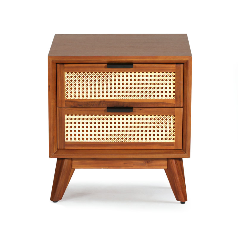  Ailia Solid Wood Nightstand Fully Assembled, 2-Drawer Nightstand, Side Table, Dark Chocolate