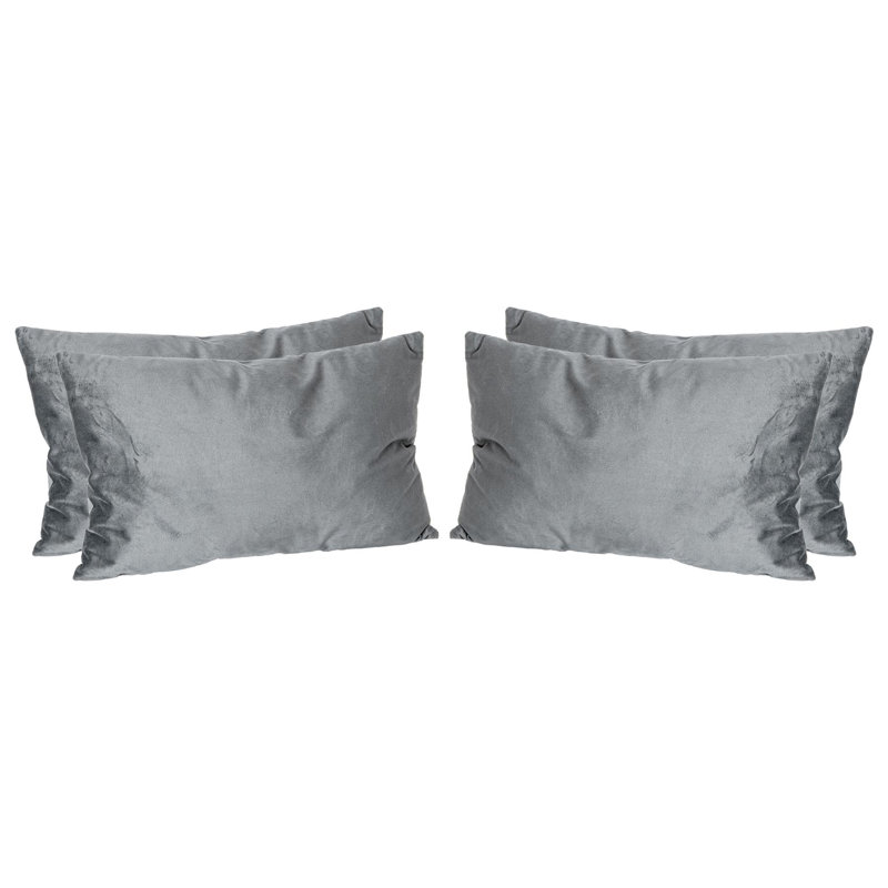 Rectangular Lumbar Cushion with Filling, Grey