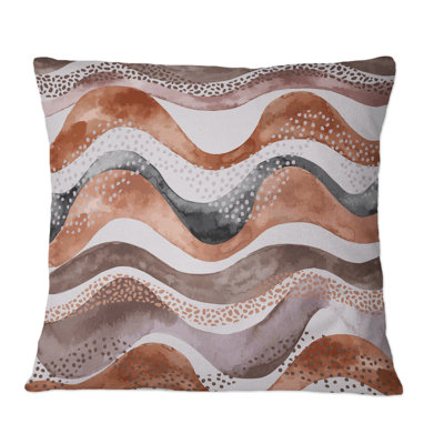 Motif ondulé de style géométrique naturel - Coussin décoratif imprimé moderne