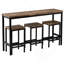 Table de salle à manger à hauteur de comptoir extra longue avec 3 tabourets, ensemble de table de pub avec repose-pieds, brun-1610886820-1610886811