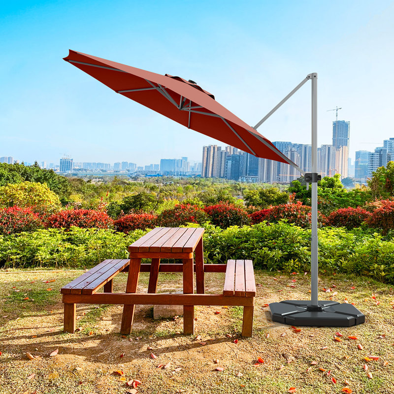 Parasol en porte-à-faux 11 pi x 11 pi Terrera, Rouge brique