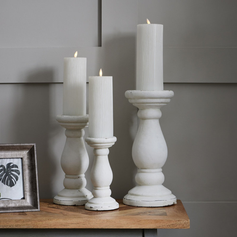 Andrian Ceramic Candle Accessories, 30cm H x 14cm W x 14cm D, White