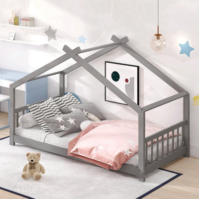 Lit, bois maison, gris