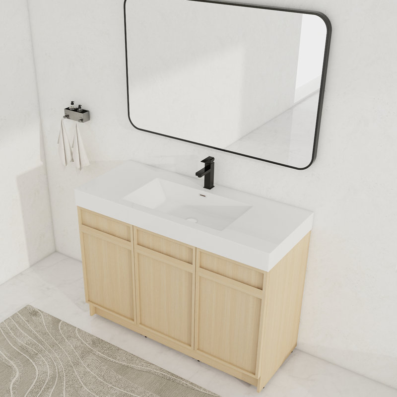 Ensemble de meuble-lavabo simple autoportant 48 po avec plateau en résine 48 po