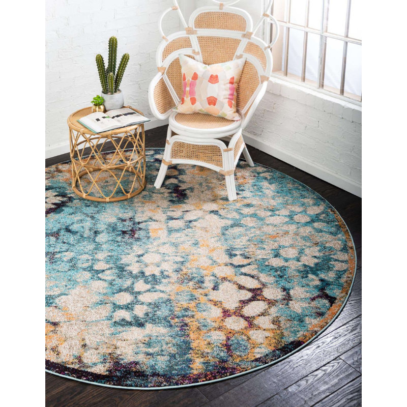Ellarae Abstract Indoor Rug, Round 6'