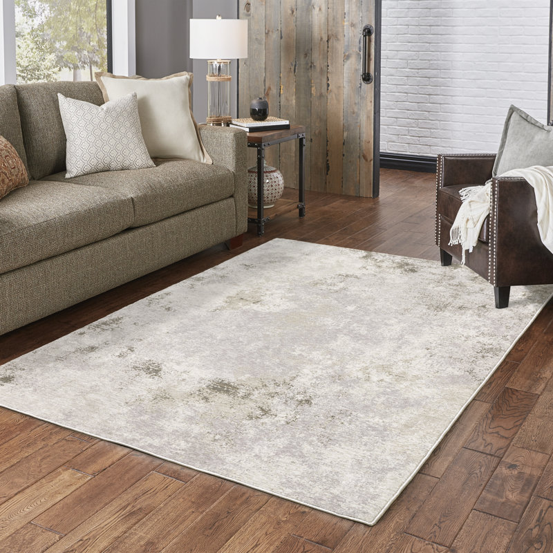 Tapis abstrait ivoire / beige Gwern, Rectangle 5 pi 3 po x 7 pi 6 po