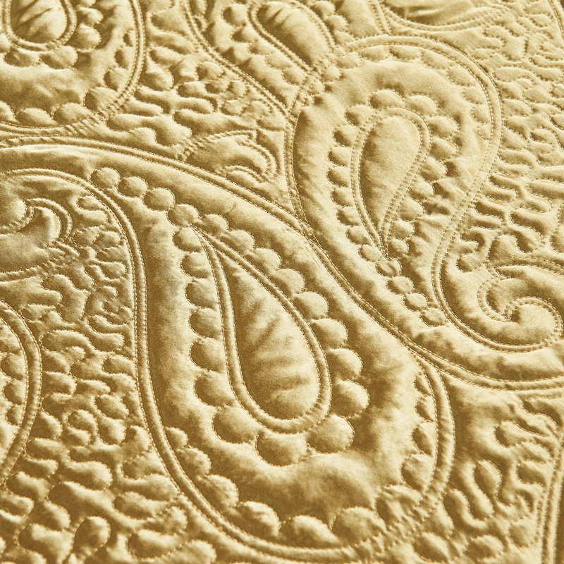 Oversized King Gold Microfiber Quilted Satin Bedspread Set
