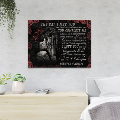 «A Weird Couple Kissing - The Day I Met You I Have Found The One Whom My Soul Loves You Complet Me & Make Me A Better Personne», 1 reproduction d'art graphique sur toile tendue