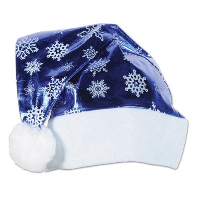 Chapeau de Noël bleu métallique de Noël