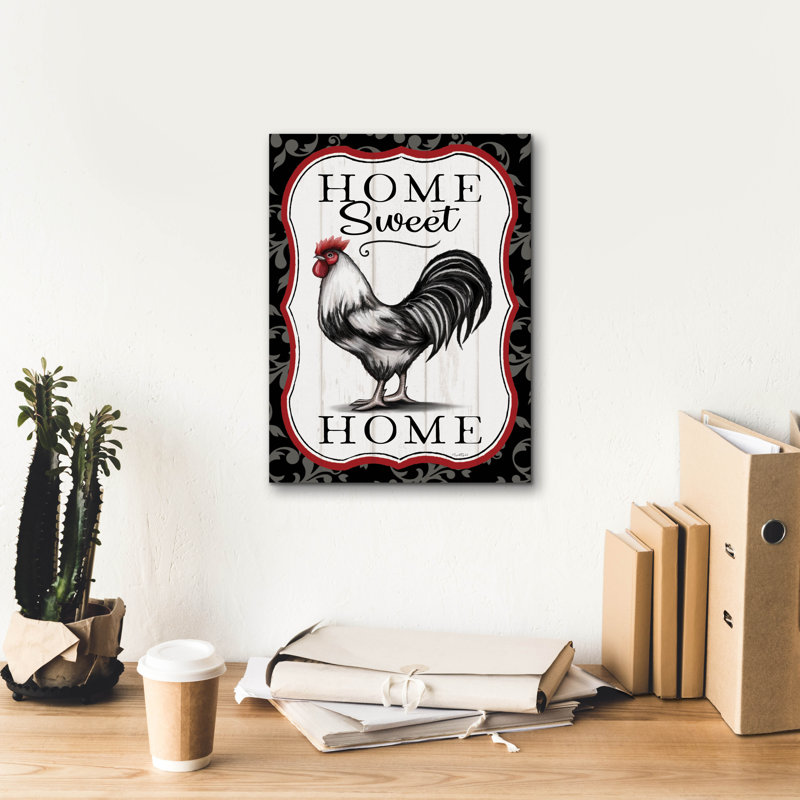  «Home Sweet Home Rooster» par Elizabeth Tyndall, art mural sur toile, 12 po x 16 po