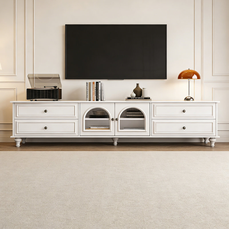 Meuble télé avec rangement Luxury, H 22,83 po x L 94,48 po x l 15,74 po, Blanc