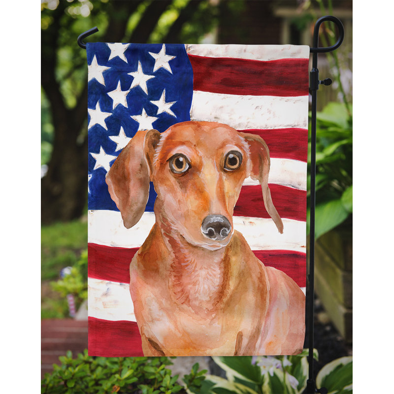 2 côtés en polyester de 2 côtés american drapeau de jardin, Teckel roux
