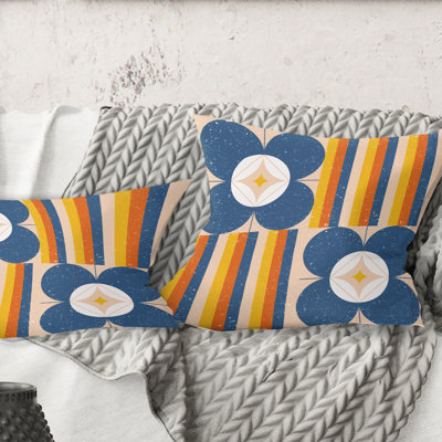 Coussin décoratif rétro à motif floral Mid-Century