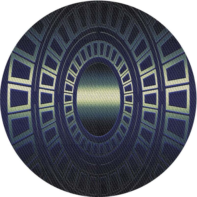 Tapis décoratif géométrique noir, Rond 3 pi