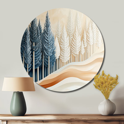 Quiet Nordic Woodland - Forest Landscape Round Metal Wall Art