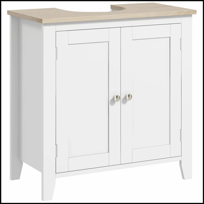 Compact Pedestal Sink Storage Cabinet with Adjustable Shelf and Double Doors, Perfect for Bathroom Organization and Space Efficiency.