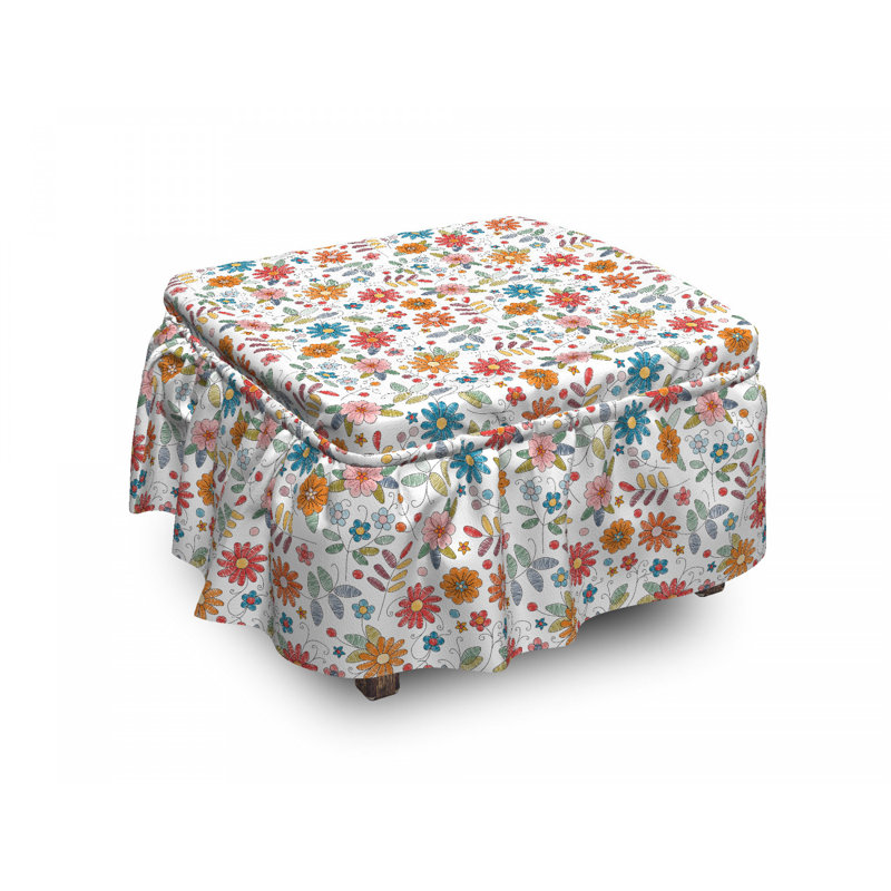 Housse pour repose-pieds marguerites