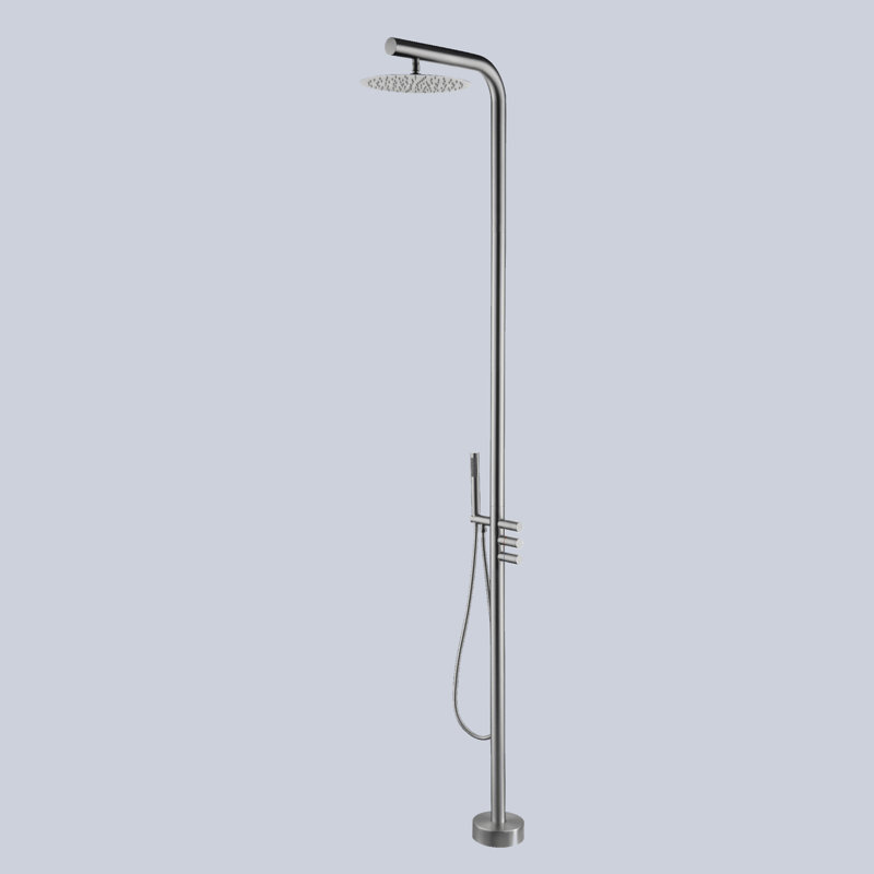 Douche extérieure autoportante en laiton 82,67 "H, Nickel brossé