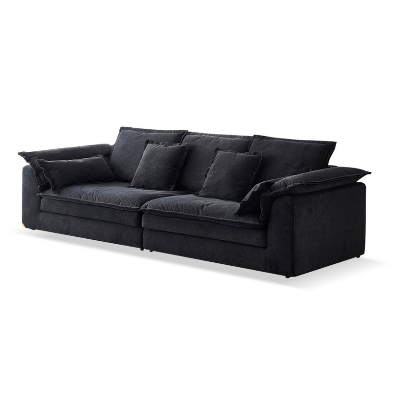 Canapé modulaire en polyester noir, 4, H 35,43 po x l 110,24 po x P 47,24 po, Noir