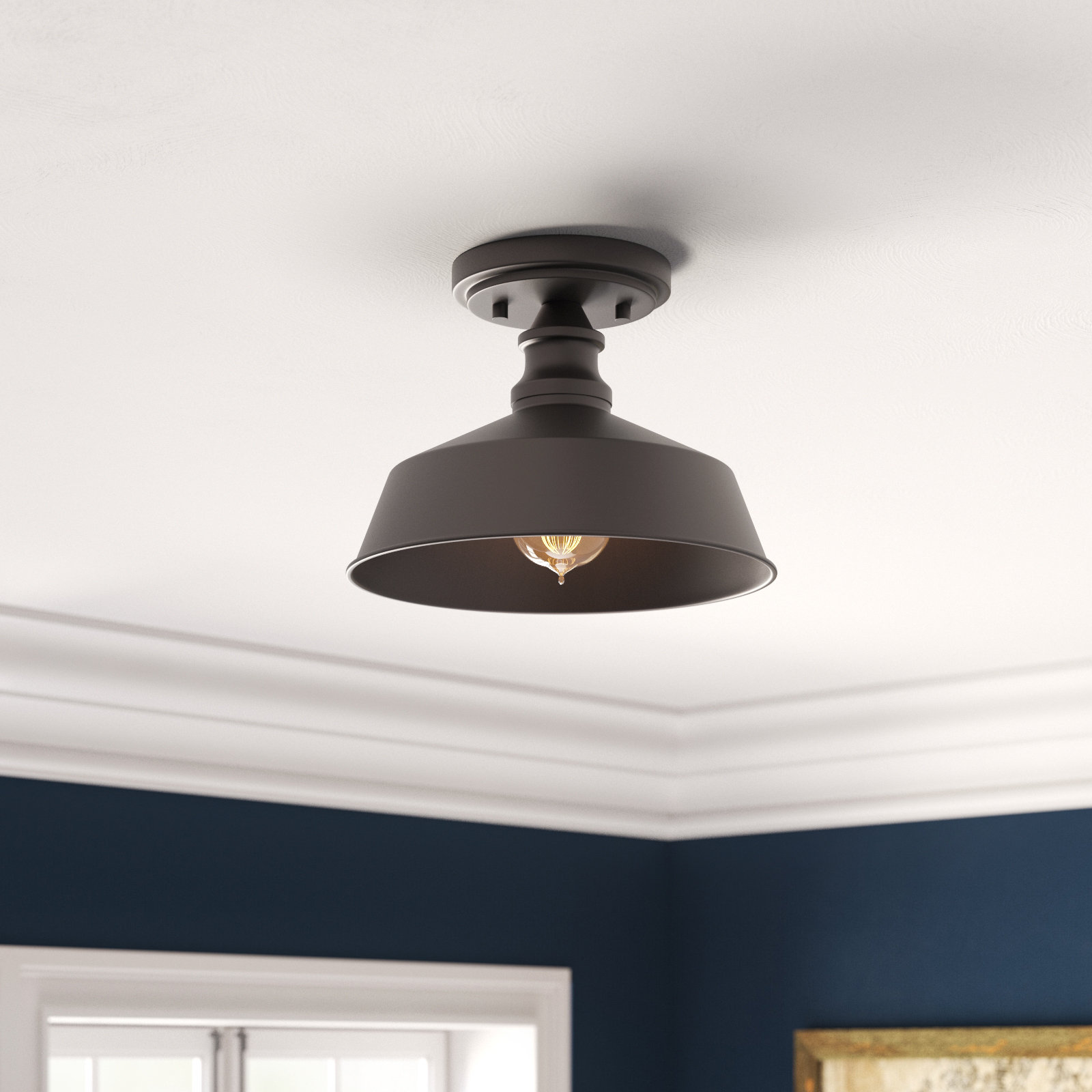 Jeb Single Light Semi Flush Mount, Oil Rubbed Bronze