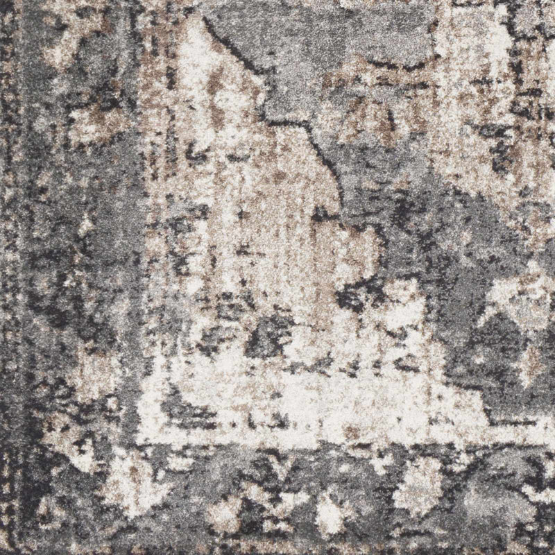 Tapis oriental gris anthracite tissé au métier mécanique Addisyn, Tapis de couloir 2 pi 7 po x 12 pi