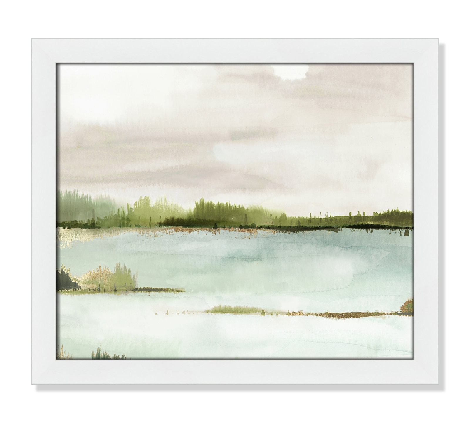 Adamsville "Silent Lake" Painting, 17" H x 20" W x 1.12" D, White Framed