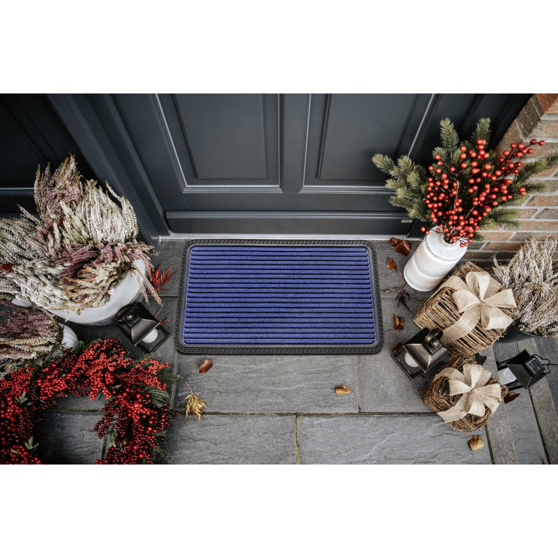 Mix Mats Ornament Borders Kitchen Mat, Blue