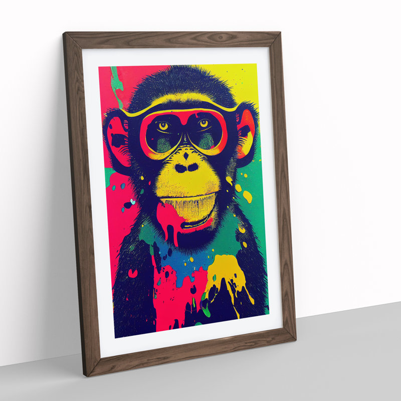 XV1022-3345X Painted Monkey No.2 Abstract - Single Picture Frame Painting, 34cm H x 25cm W x 2cm D, Walnut