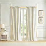 Lenox Imperial Faux Silk Window Curtain, Gold - 52"W x 84"L