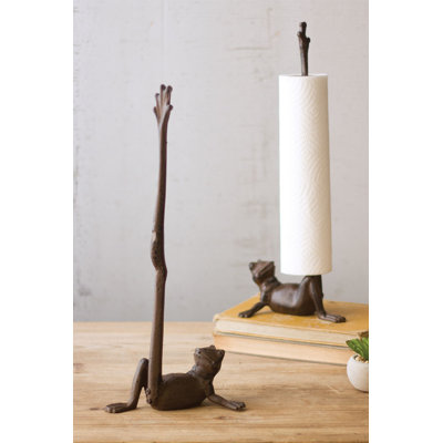  Frog Paper Towel Holder – 16.5" Tall Cast Iron Counter Accent, Set Of 2